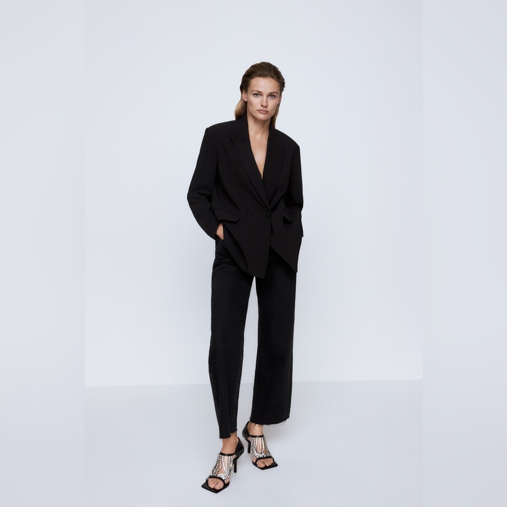 Zara High Rise Straight Black Denim Jeans Size 0 Women’s